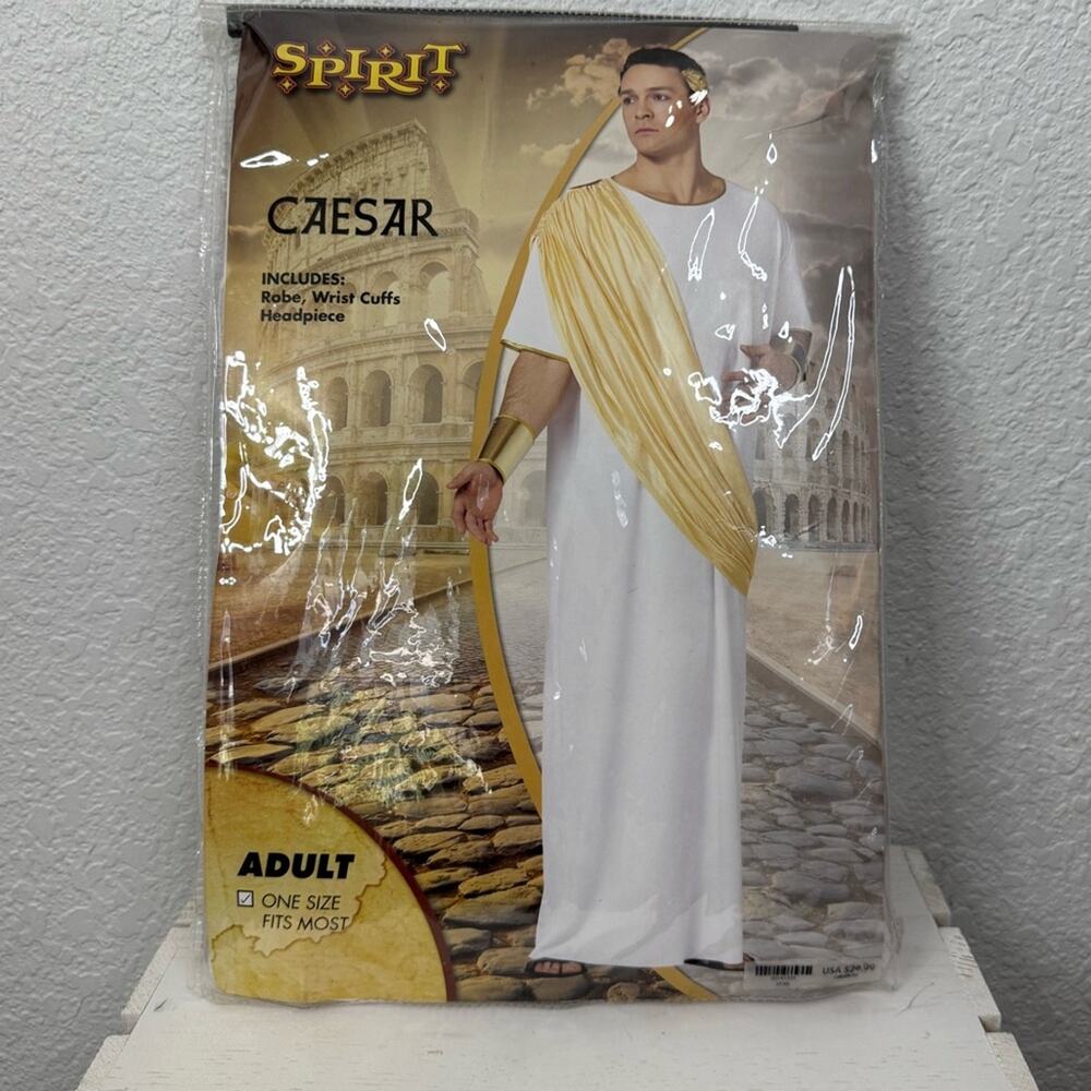 NWT Spirit Ceaser White Costume with Gold Trim Adult Male Halloween Party